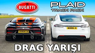 Bugatti Chiron Super Sport ve Model S Plaid Track Pack: DRAG YARIŞI