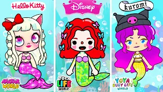 KUROMI, MY MELODY, HELLO KITTY Are Mermaids | Toca Boca vs Avatar World vs Miga World