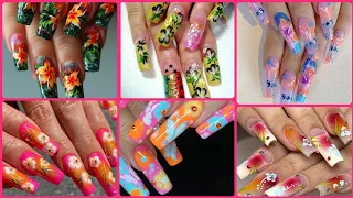 Latest Most Fabulous Trendy Artificial Long Acrylic Flowers Nail Art Designs Party Ideas For 2024