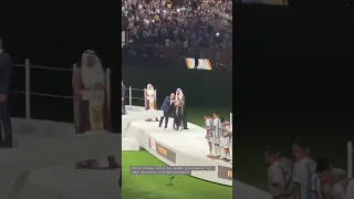 Moments after Messi worn a bisht, a traditional Arab cloak and taking the World Cup trophy.