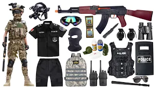 Special police weapon toy set unboxing, AK47 automatic rifle, howitzer, sniper gun, bomb dagger