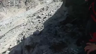 Rock falling in Grand Couloir (Mont Blanc)