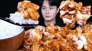 ENG SUB) ASMR SWEET FRIED CHICKEN & RICE & KIMCHI EATING SOUNDS MUKBANG 김치 치킨 먹방ASMR MUKBANG