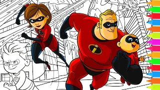 Coloring Mr. Incredible, Jack-Jack, Dash, Vi, Edna Mode | The Incredibles, Incredibles 2