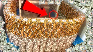 Hidden Treasure Behind The “WORLD’S LARGEST” Poker Chip Wall! High Limit Coin Pusher MEGA JACKPOT!