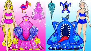 Pink And Blue Disney Princess Dress Up As Monsters | Nursery Paper DIY | Woa Doll American Kids