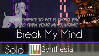 Break My Mind - DA Games - |SOLO PIANO TUTORIAL w/LYRICS| -- Synthesia HD