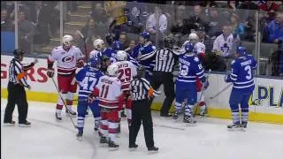 Colby Armstrong Fills in Zach Boychuk with a Huge Hit - Feb 3rd 2011 (HD)