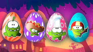 Om Nom breaks eggs to see what's inside / Learn English with Om Nom / Educational Cartoon