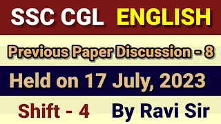 SSC CGL 2024 || ENGLISH || Previous Paper Discussion || Held on - 17 July, 2023 || Shift - 4