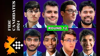 Round 12 | FIDE Candidates Chess Tournaments 2024 | Hikaru, Caruana, Pragg, Firouzja, Gukesh, Nepom.
