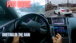 POV Drive - Infiniti Q50 sliding in the rain (MUST WATCH)