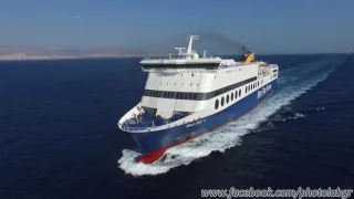 Aerial (drone) video - Blue Star 1 arriving at Piraeus (1/8/2016)