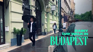 Spring Rain in Budapest Walking Tour, Hungry - 4K