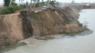 Great Project Land Filling Huge Pit by Operator Wheel loader Clearing Soil and Truck Transport Soil