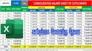 salary sheet consolidation | salary slip consolidation | pay slip in excel