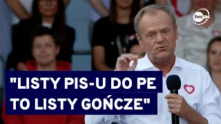 Wystąpienie Donalda Tuska na wiecu wyborczym w Warszawie @TVN24