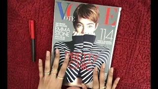 VOGUE Magazine Page Flip (ASMR Whisper / Gum Chewing) TINGLES