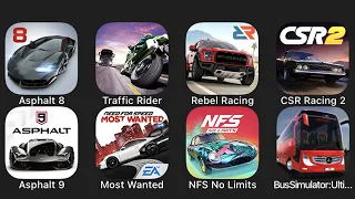 Asphalt 8, Traffic Rider, Rebel Racing, CSR Racing 2, Asphalt 9, Most Wanted, NFS No Limits....