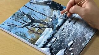 How to Paint a Snowy River / Acrylic Painting