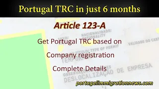 Portugal Quick TRC Process by Registering Company | Article 123-A