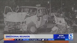 A woman reunites with the man who saved her life after a North Hills car crash in 1997