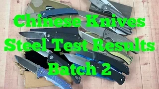 Chinese knives steel test results Batch 2   Titanium scales, Blade steel & HRC Results