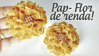 Como fazer flor de renda - DIY - How to Make lace flowers