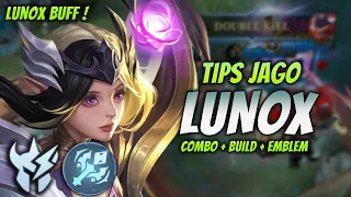 CARA MAIN LUNOX BUFF ! BUILD & EMBLEM LUNOX TERBARU 2023 ! | LUNOX JUNGLER GAMEPLAY