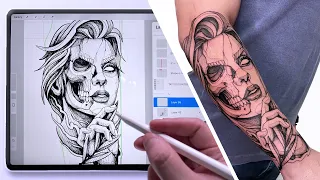 Speed Drawing | Design a Blackwork Tattoo | Procreate Timelapse