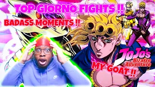 NON JOJO FAN REACTS - Reacting To Giorno Giovanna BADASS MOMENTS Reaction JJBA Golden Wind