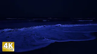 Insomnia Treatment 5 Minutes Ocean Sounds On The Beach At Night 4K Video