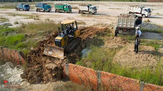 So Nice Showing New Project And Talented Skills Operator Dozer Play  Moving Rock In Water