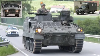 Armoured fighting vehicles and NATO army trucks on the road in Germany 🪖