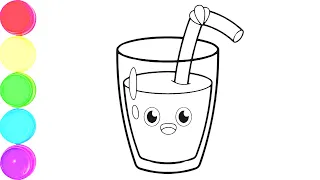 Glass of Juice Drawing, Painting & Coloring For Kids and Toddlers_ Child Art