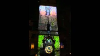 LASER SHOW VIDEO OF PRAGUE ASTRONOMIC CLOCK 6TH CENTURY ANNIVERSARY
