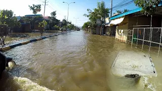 Removal A Lot Trash And Plastic Flow Clogged Culvert Drain Flood On Street Road