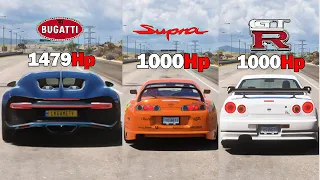 FH5 Drag Race - Chiron Vs Toyota Supra Rz Vs  Nissan Skyline GT-R