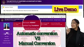 Live Demo: How to convert into CA new course and Check Conversion Status |Automatic Conversion???|