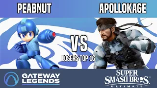 Gateway Legends - Losers Top 16 - Peabnut(Mega Man) Vs. ApolloKage(Snake)