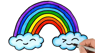 How to Draw a Rainbow and Clouds | Easy Drawing for Beginners