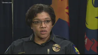 Phoenix Police Chief Jeri Williams reacts to protester arrests