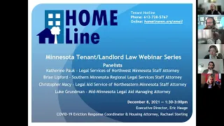 12/8/21 webinar: panel of housing attorneys from legal service providers throughout Minnesota