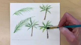 Small Palm Trees in Watercolor Tutorial