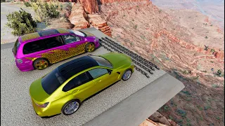 Crazy Vehicle High Speed Jumps In Canyon With Giant Chain (Crash Test) - BeamNG drive Chain Crashes