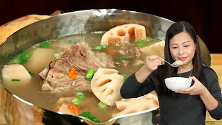 Easy Pork Bone Soup with Lotus Root under $10 猪骨莲藕汤