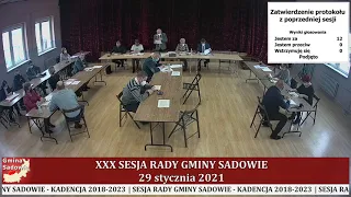 Rada Gminy Sadowie – XXX sesja Rady Gminy Sadowie