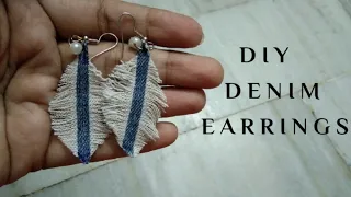 DIY #denim feather earrings