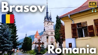 【4K】Brasov Walking Tour in the rain - A City With Old History (4K 60FPS, No Commentary)