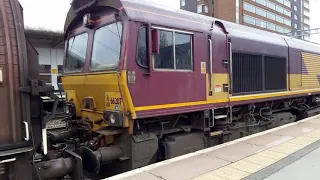 Hauling wagons through Swindon with a Class 66.